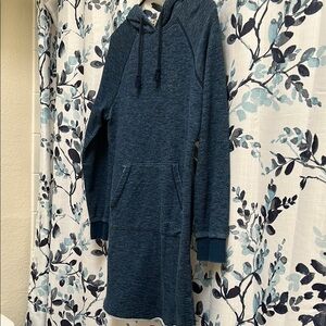 Blue Hooded Sweatshirt Dress